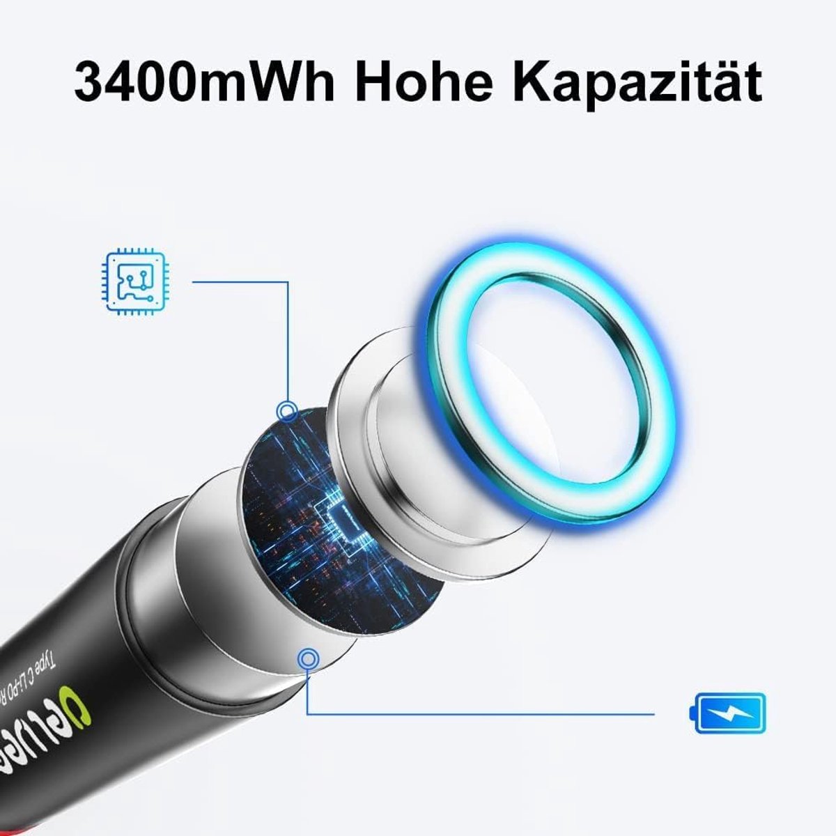 SnelShoppen - USB-C AA Batterijen, Oplaadbare Lithium 1.5V 3400mWh, Snellader met 4-in-1 USB-C Kabel, 1500 Cycli, Pack van 8, Ideaal voor Camera's, Sp