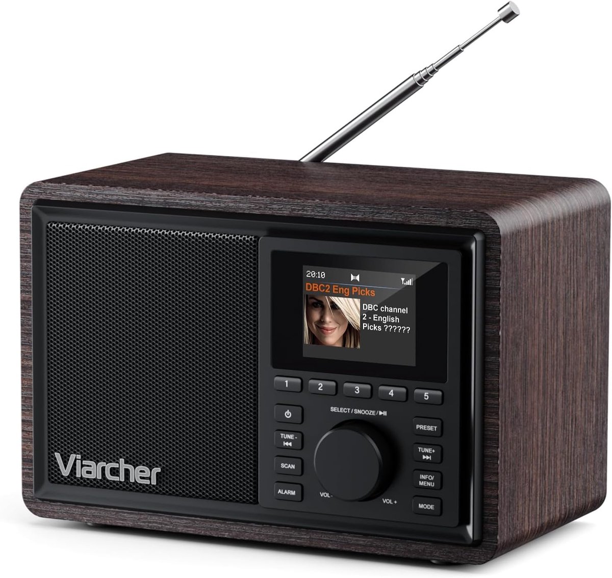 Thijox - DAB/DAB+ & FM digitale radio met Bluetooth, keukenradio met dual alarm, slaaptimer, 60 voorinstellingen, AUX-IN en hoofdtelefoonaansluiting,