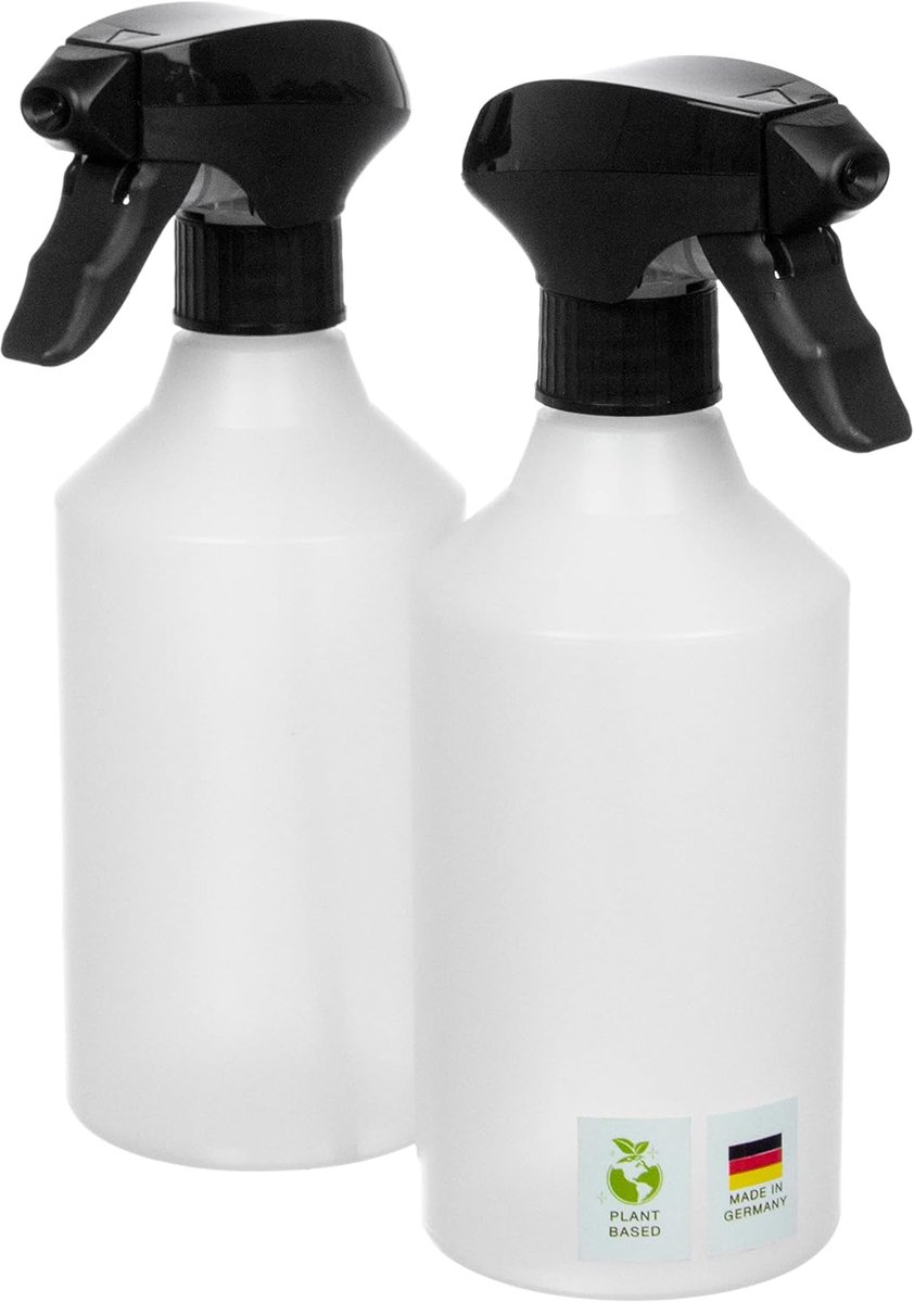 SnelShoppen - 2 x 500ml Sprayflessen - Duurzaam Groene PE Spuitflessen voor Tuin, Keuken en Creatief Gebruik - Herbruikbare Waterflessen met Verstelba