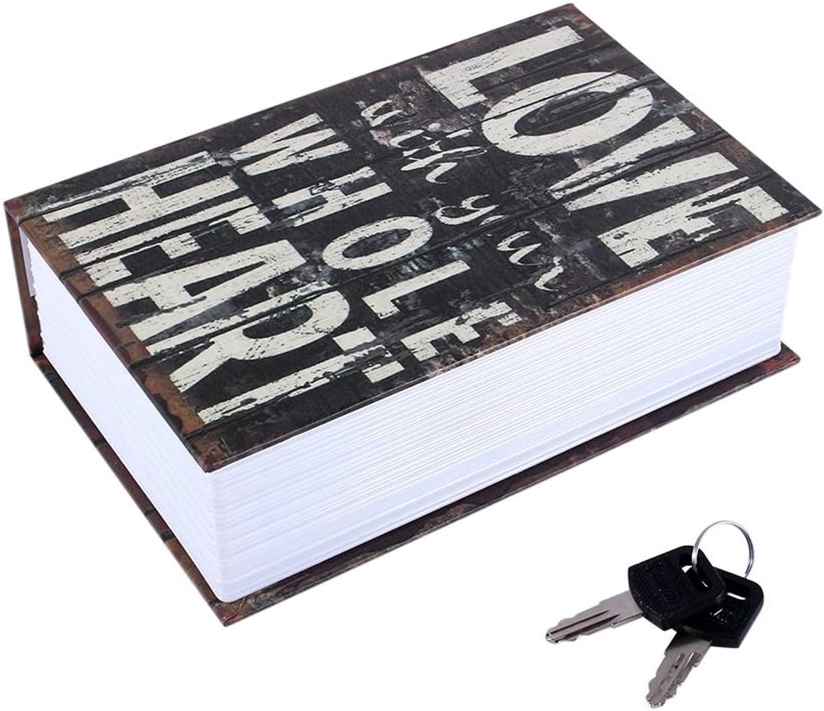 SnelShoppen - Book Shaped Safe Box - Veiligheidsbox voor Geld, Sieraden, Munten en Paspoorten - Duurzaam Karton en Metaal - Ideaal voor Thuis, Kantoor