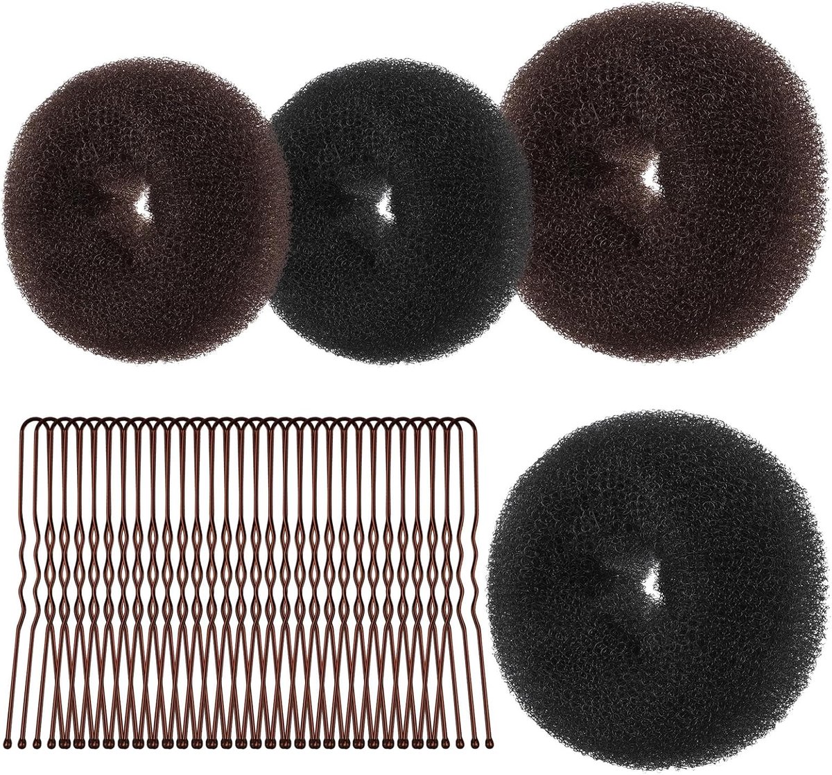 Haar Donut Bun Maker - Knotvuller Ring - Kapsels Maken - Set van 4 Maten
