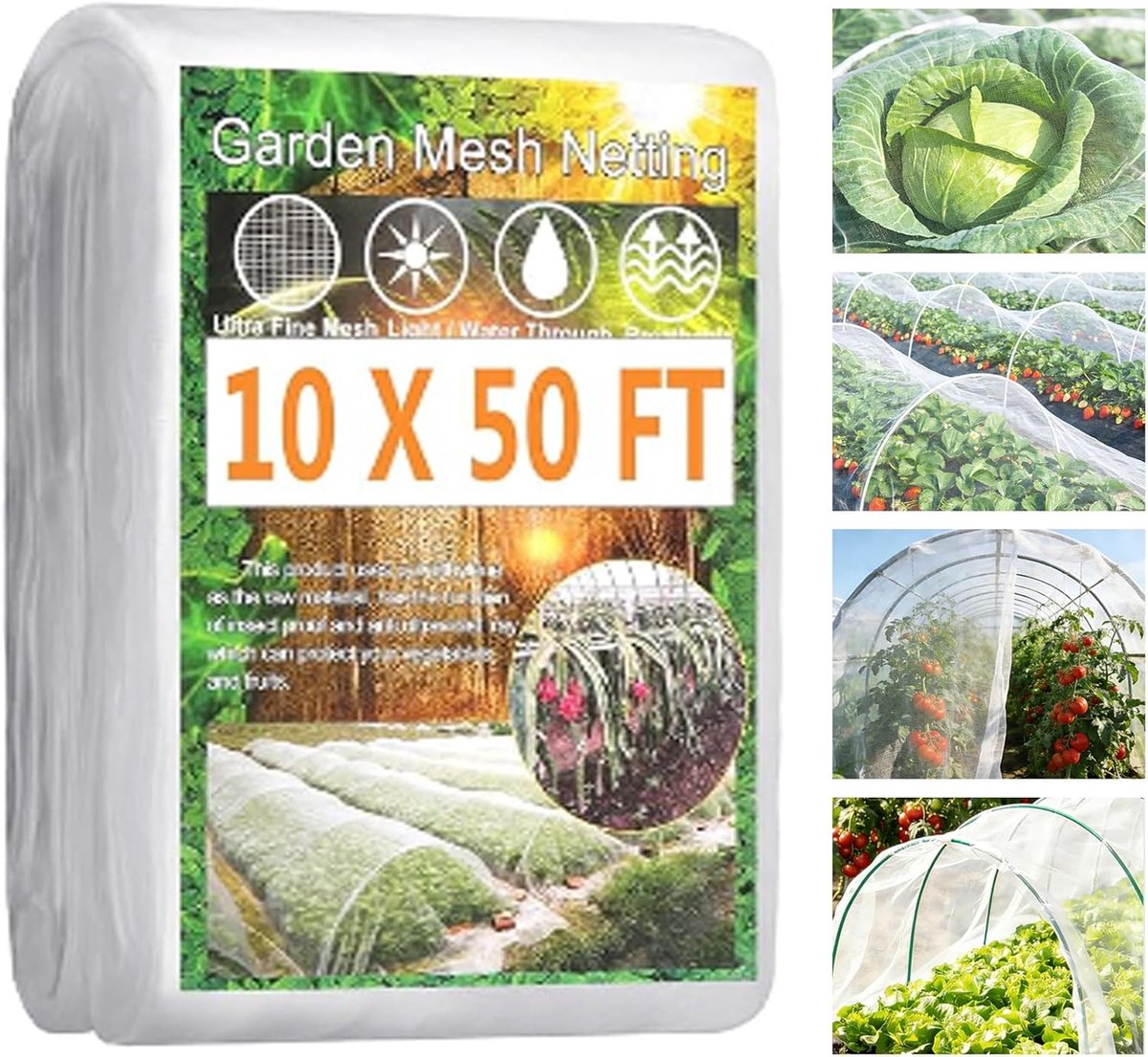 SnelShoppen - 3 x 15 m Tuinnet Insectenbescherming - Lichtgewicht PE Gaas voor Blauwe Bessen, Groenten en Fruitbomen - Herbruikbaar en Weerbestendig