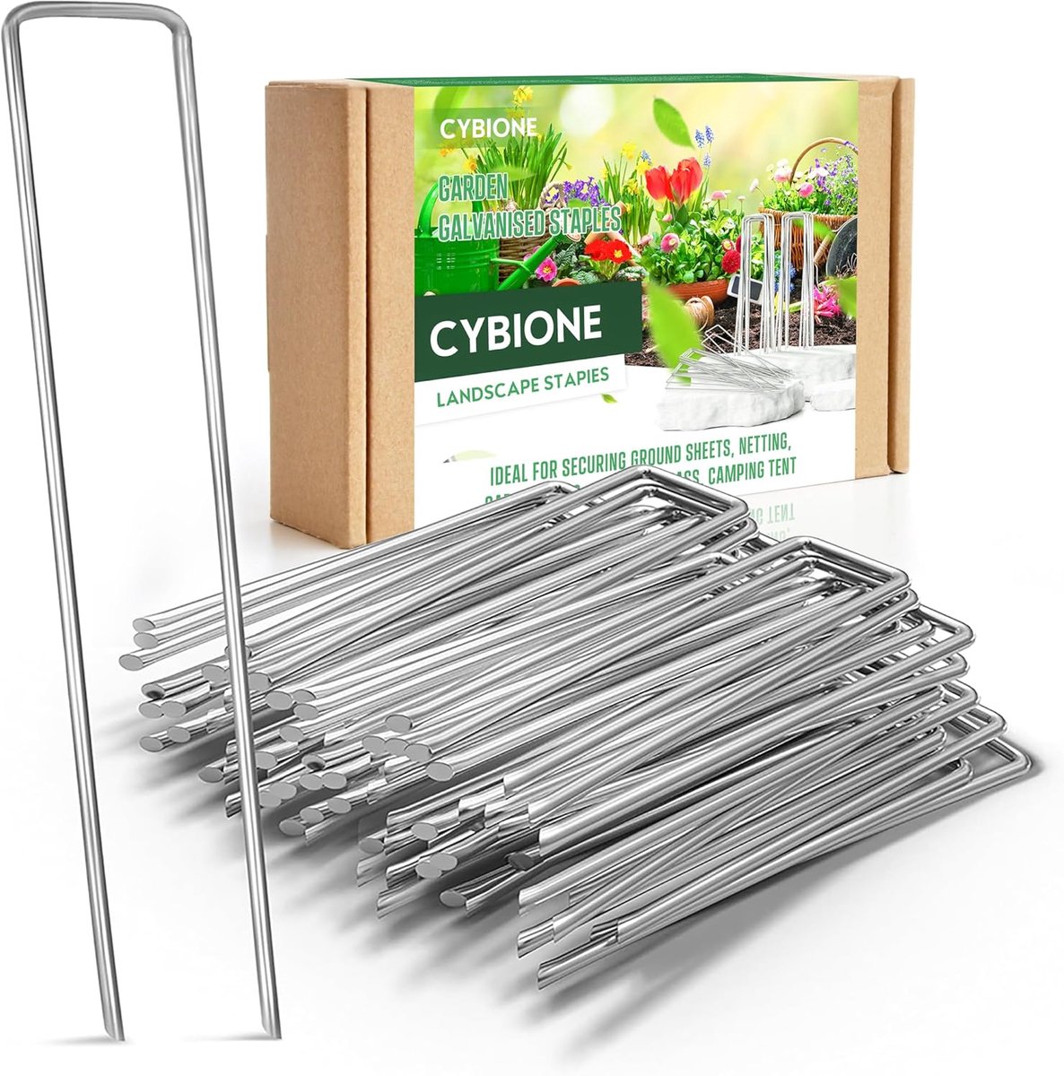 SnelShoppen - Tent Pegs Weed Membrane Pegs 150 mm - Duurzame Grondpennen voor Kunstgras, Tuin, Tenten, Hooien, Weefsel en Matten - Roestvrij Staal, U-