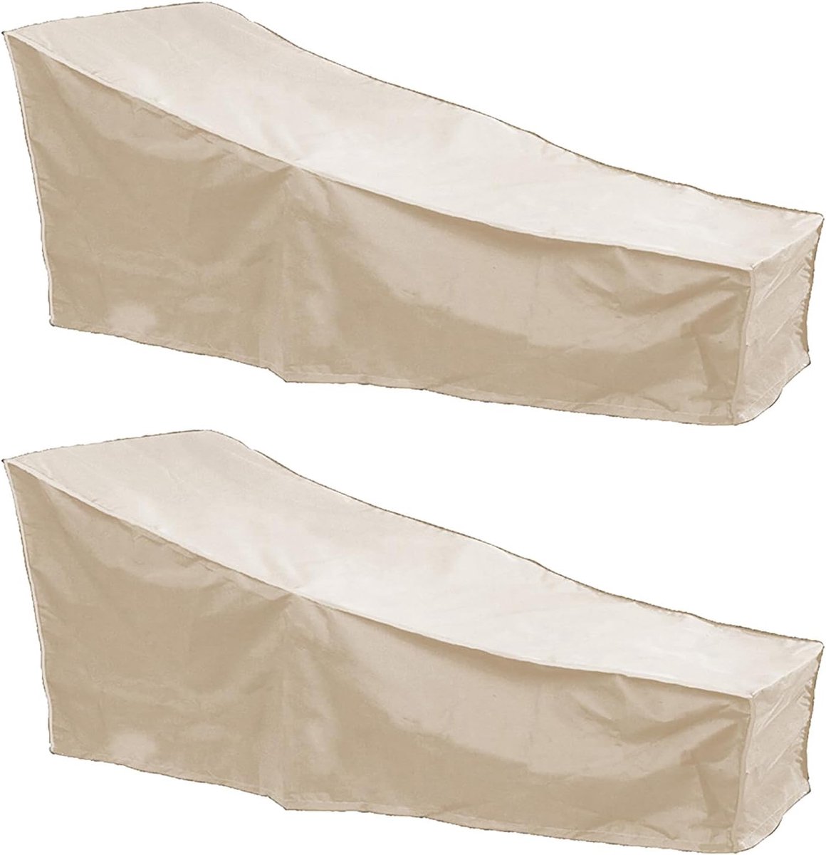 SnelShoppen - Patio Chaise Lounge Cover - Waterdichte Tuinmeubel Covers - Heavy Duty Lounge Stoel Bescherming - 208x76x41 cm - Beige - 2 Pack