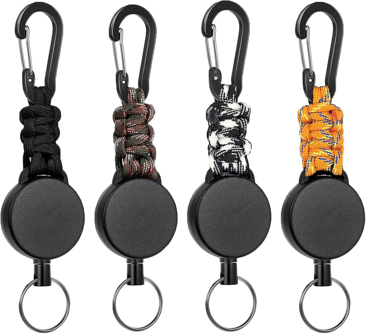 SnelShoppen - Retractable Key Chain - 4/2 x Uitbreidbare Stalen Sleutelhangers met Carabiner - 60 cm - Antioxidant PVC-Coated - Voor Sleutels, ID-kaar