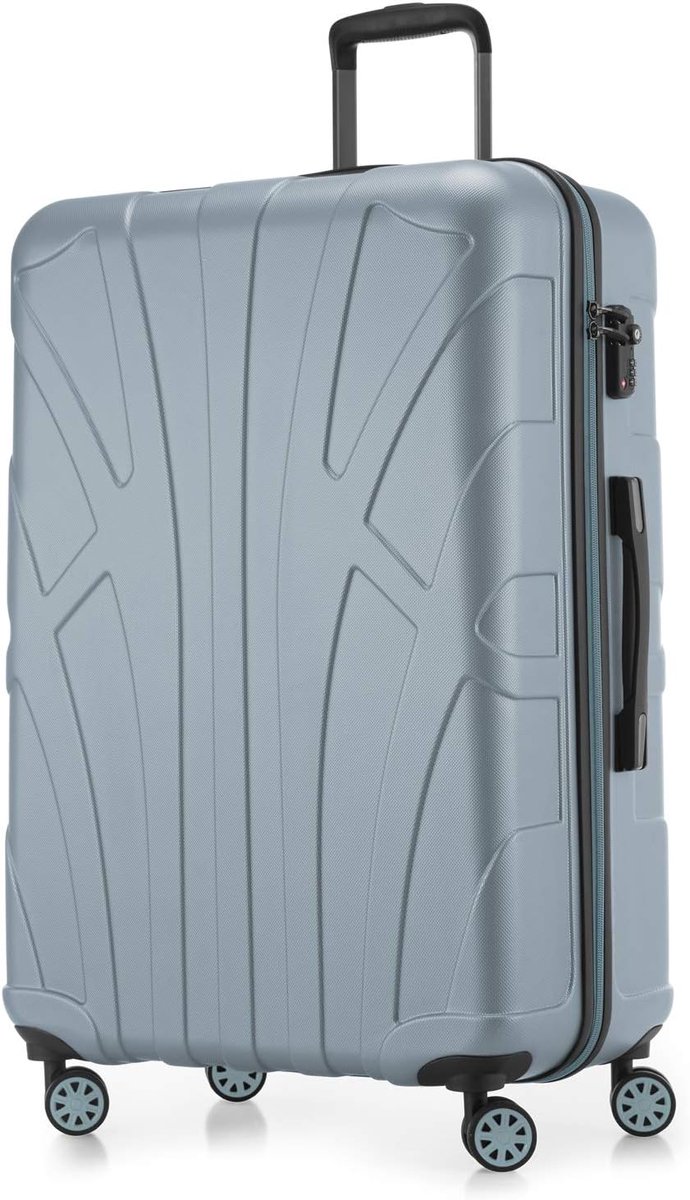 SnelShoppen - Grote Hardschalige Koffer 76x53x31 cm - Uitbreidbaar tot 110L - ABS - TSA Slot - 4 Dubbele Wielen - Telescopische Handgreep - Poolblauw