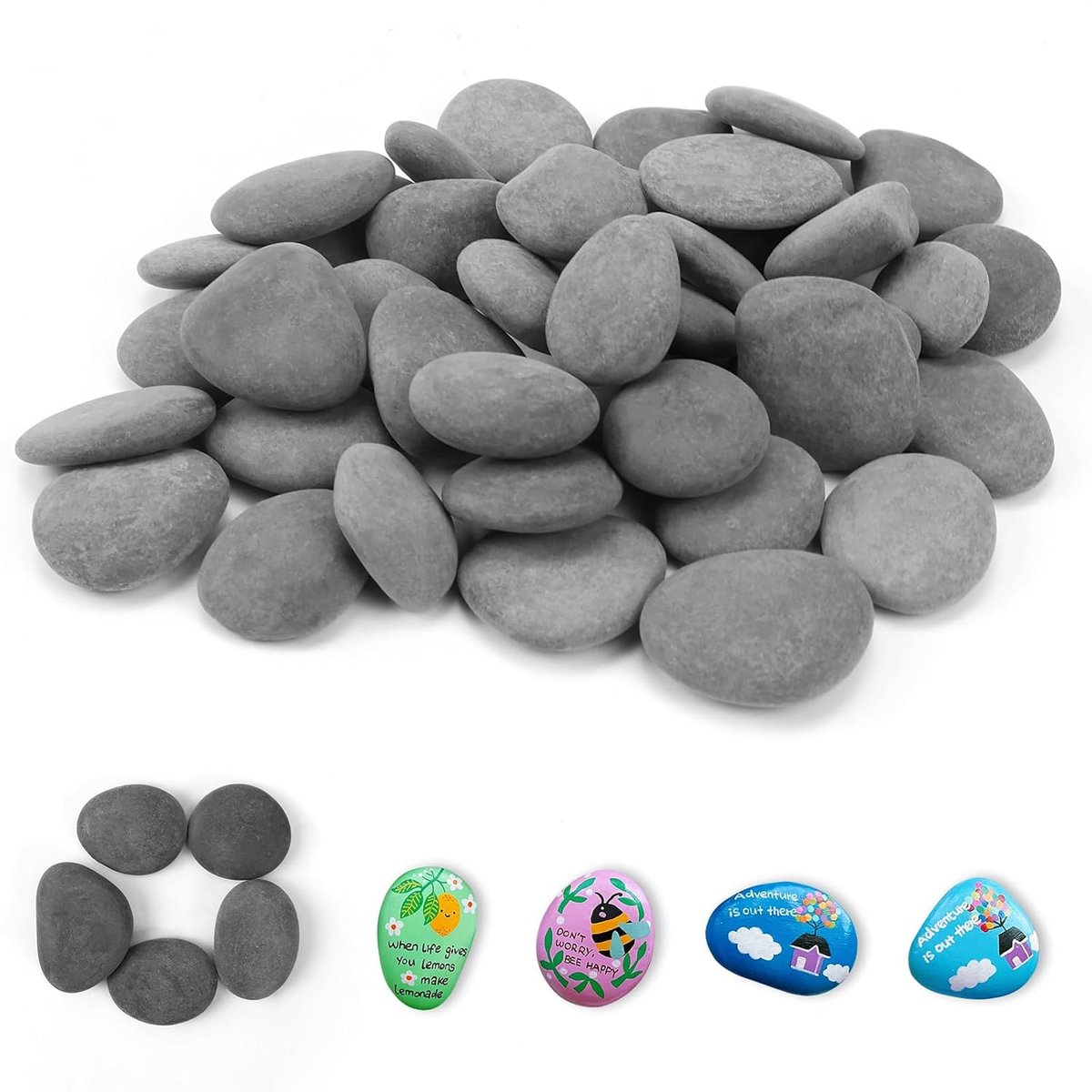 SnelShoppen - 40 Stuks Platte Verfstenen voor Schilderen, Natuurlijke Steen 1-3 cm, Glad en Makkelijk te Verfen, Decoratieve Keien voor Aquarium, Tuin