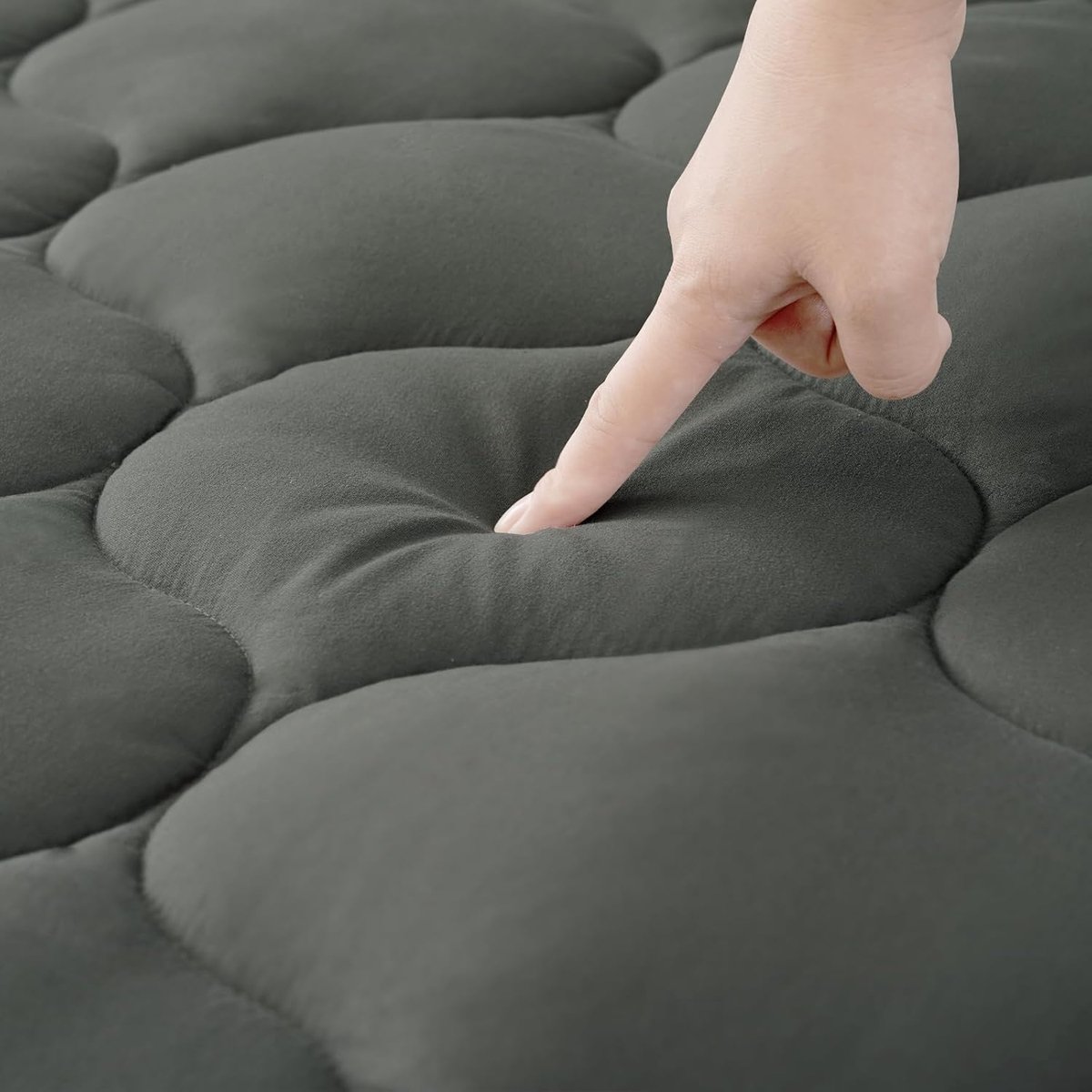 SnelShoppen - Matras Topper 120x200cm, Zachte Topper Matras Beschermer met Diepe Hoeken, Wasbare Matrasbeschermer - Donkergrijs, Ademend & Comfortabel