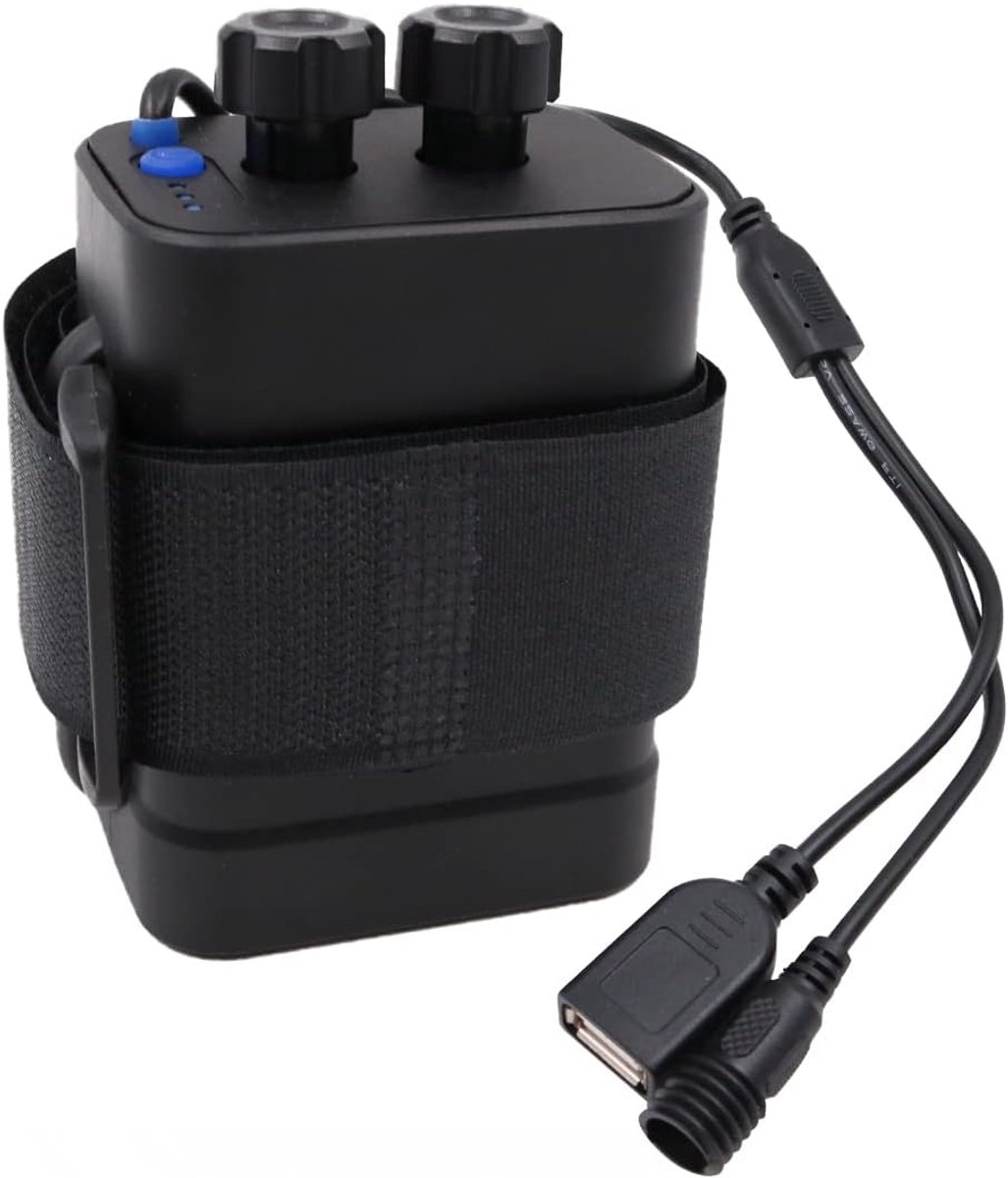 SnelShoppen - 12V Fiets Accu Houder 18650 Waterdichte Batterij Pack met USB/DC Dubbele Interface voor Fietsverlichting en Mobiele Telefoon Opladen