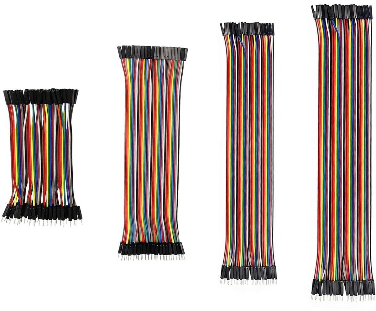 SnelShoppen - 4 stuks 40-pins Jumper Wire kabel, Mannelijk naar Vrouwelijk, 24 AWG Draadbruggen, Breadboard Lintkabels 10/20/30/40 cm voor Arduino, Ra