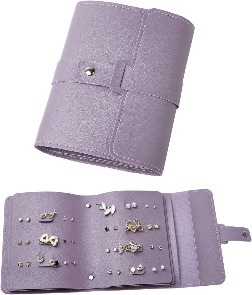 SnelShoppen - Earring Storage Oorbellen Map Kleine Boek Opbergzakken Praktische Oorbellen Opbergdoos Sieraden Organizer Draagbare PU Leren Oorbellen E