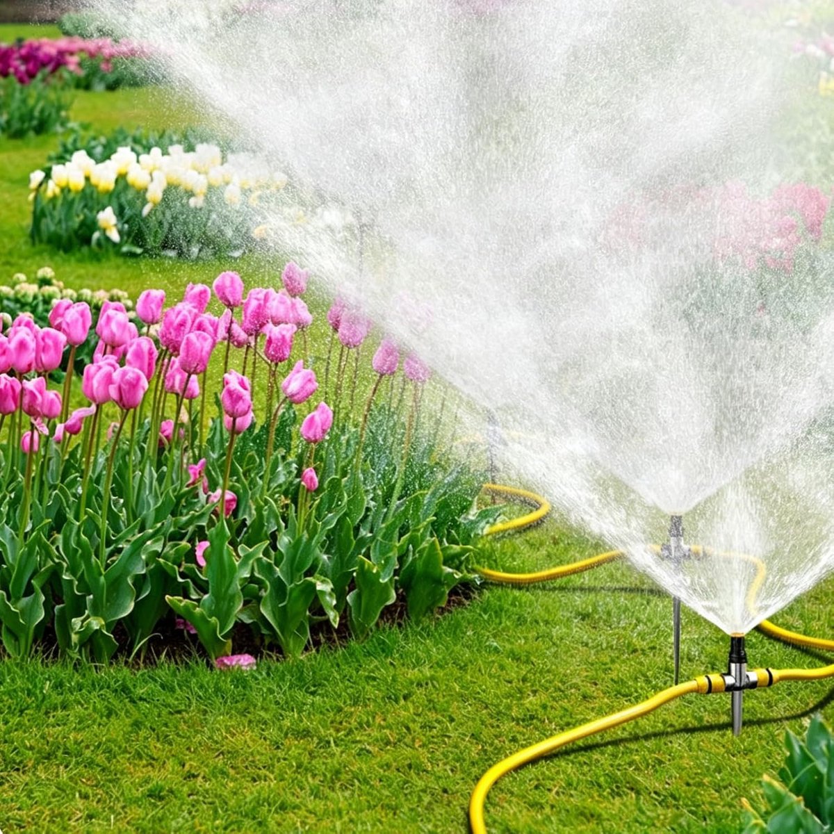 SnelShoppen - 2 Stuks Tuinsproeiers 360° Impuls Sprinkler, 1 Inch Irrigatiesysteem, Automatische Circulaire Tuinsproeier, Verstelbaar voor Tuinirrigat