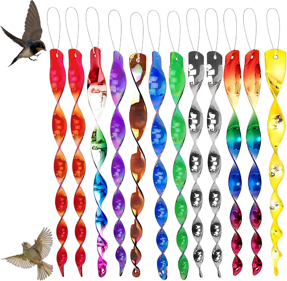 SnelShoppen - Reflectieve Vogelverschrikker Windmobile Plastic - 12 Stuks Kleurige Tuinbescherming - Buiten Gebruik - Vogelafschrikker Decoratie