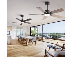 Ventilator Plafondventilator Met Verlichting 106,68 Cm 42 Inch Zwart Donker Walnoot 6 Snelheden Afstandsbediening Omkeerbaar Voor Woonkamer En Slaapkamer