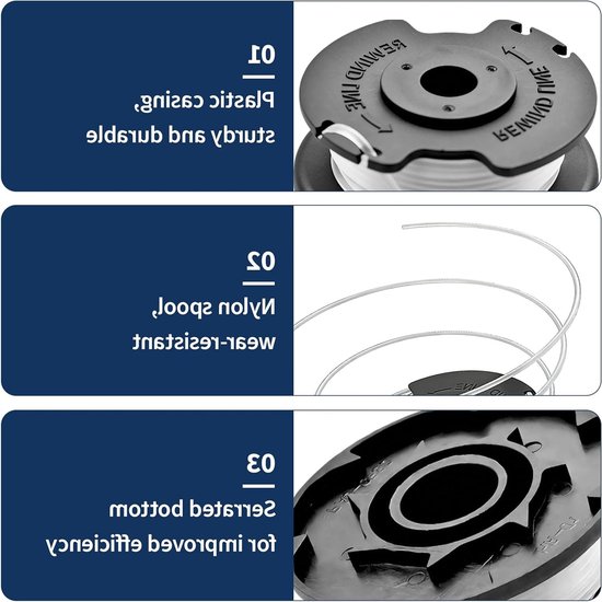 Set van 6 Vervangende Draadspoelen voor Brush Cutter, Nylon Snijdraad 4.9 m, Flexibel en Eenvoudig te Gebruiken, Geschikt voor Tuinonderhoud — afbeelding 2