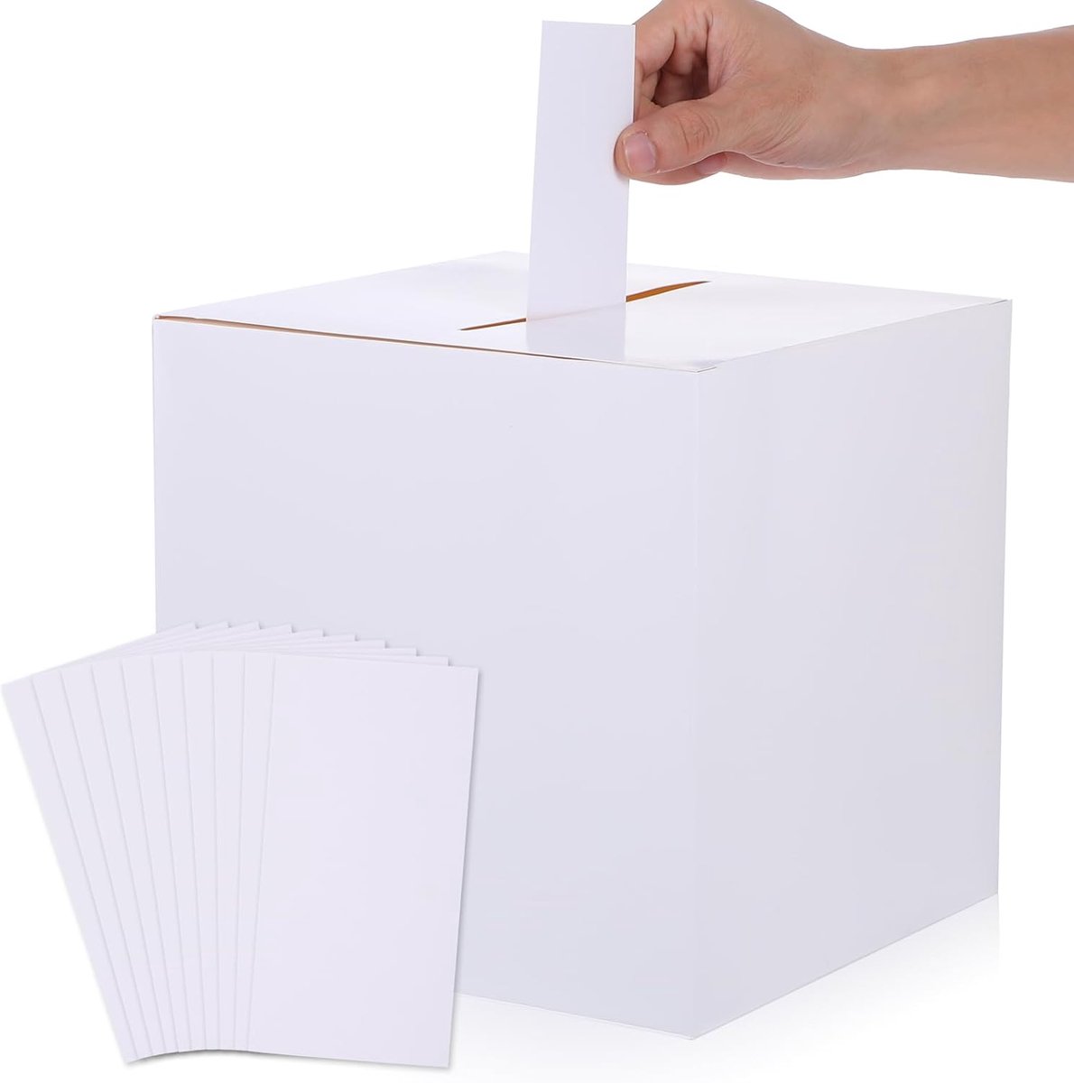 SnelShoppen - Wedding Card Box, Witte Geldbox, 24x24 cm, Inclusief 10 Wenskaarten, Geschikt voor Bruiloften en Feesten