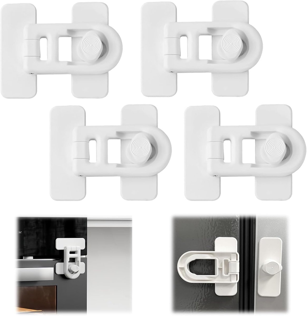 SnelShoppen - 4 Stuks Kind Veilige Koelkast Slot, Baby Kast Lade Veiligheidslock met Lijm, Geen Boren, Voor Keuken, Koelkast, Kasten en Lades