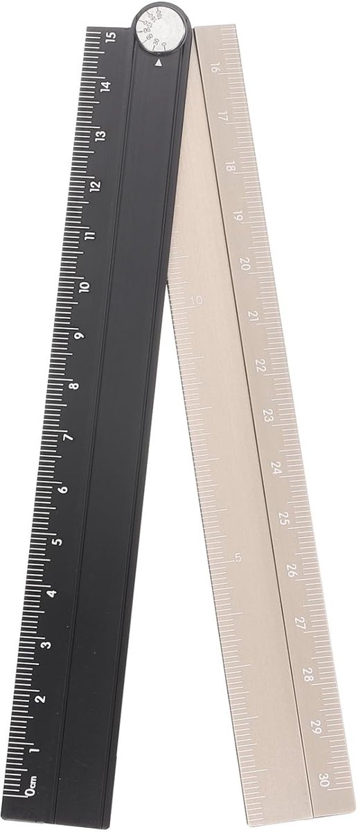 SnelShoppen - Opvouwbare Liniaal 30 cm - Aluminium Meetlat met Hoeklijn - Geometrische Meettool voor Architecten, Kunstenaars en Kantoor - Zwart Goud