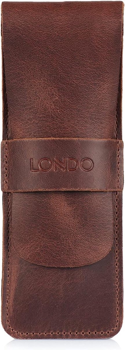 SnelShoppen - Leren Pennenhouder - Bruine Etui van Echt Leer - Duurzaam en Stijlvol - Perfect voor School, Werk of Thuisgebruik - Luxe Pennenpouch voo