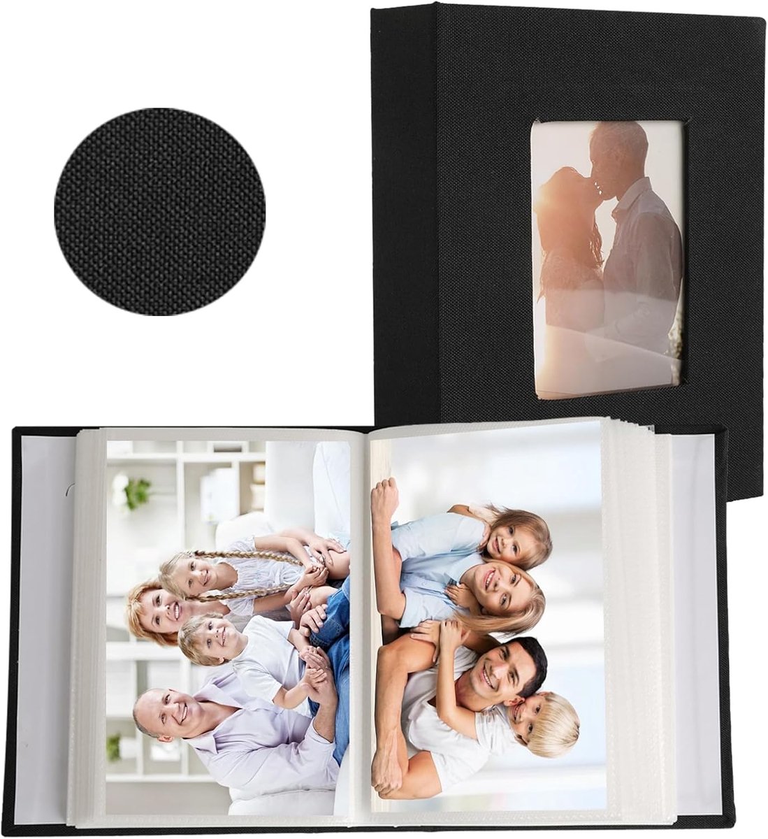 SnelShoppen - Fotoalbum 6x4 Inch - Linnen Gevoerd Foto Boek voor 100 Foto's - Ideaal voor Bruiloft, Familie, Verjaardag, Baby, Vakantie (Zwart)