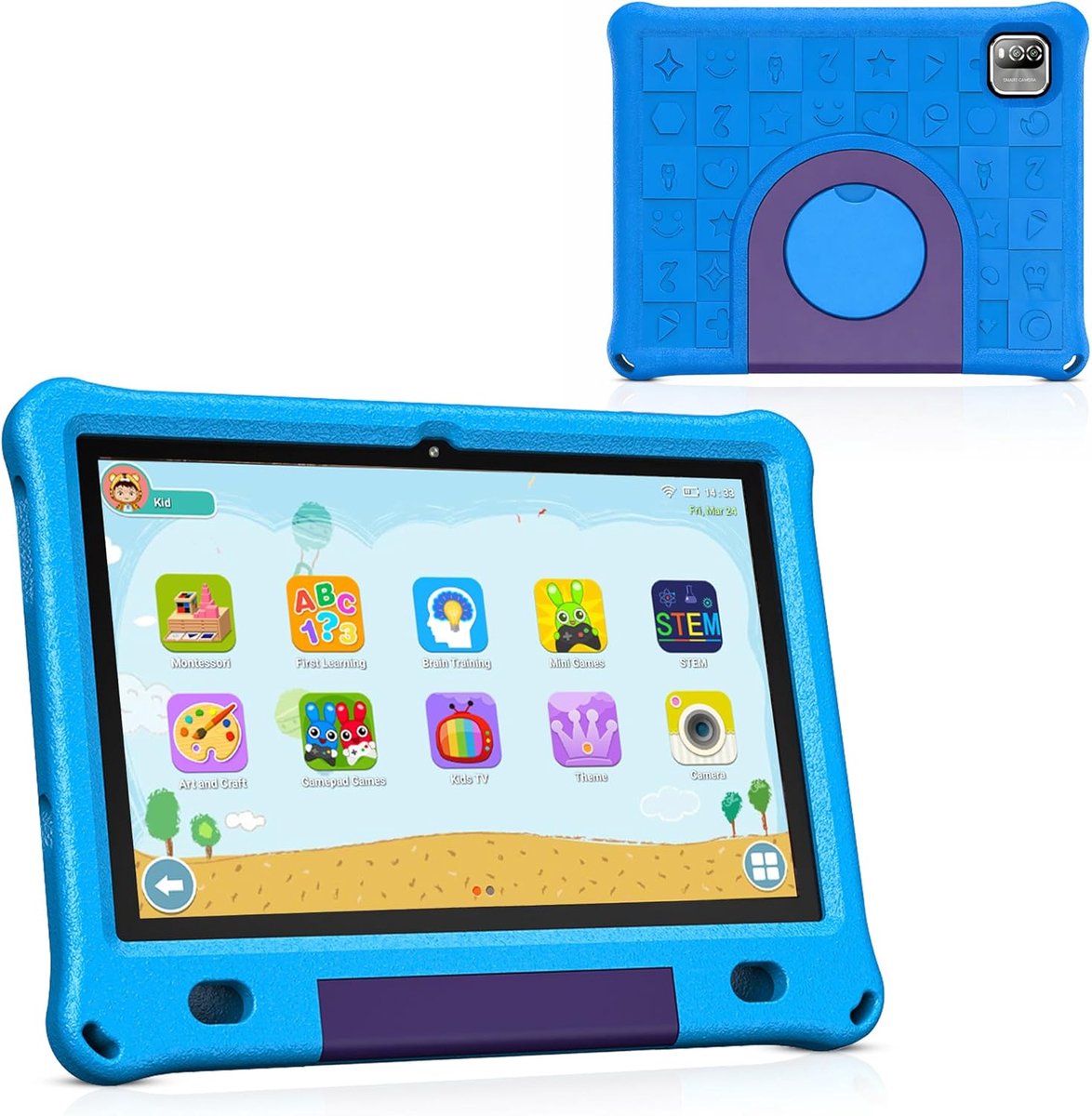 SnelShoppen - Kinder Tablet 10 inch - Android 15 - 64GB - Inclusief Hoes - Kindvriendelijke Tablet met Ouderlijk Toezicht - Ideaal voor Kinderen - WiF