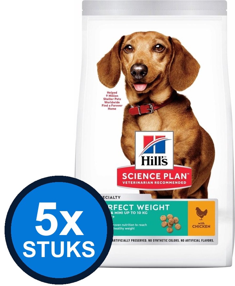 5x Hill's - Science Plan dog ad weight S chicken 1,5kg - Hondenvoer - 1.5 kg