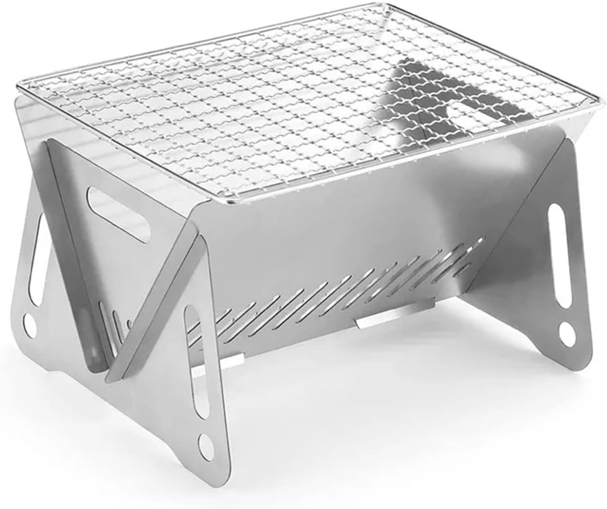 SnelShoppen - Mini-grill, Inklapbare Houtskoolgrill, Draagbare BBQ voor Camping, Picknick en Tuin, Roestvrij Staal, 28x18x13 cm, Voor 1-2 Personen