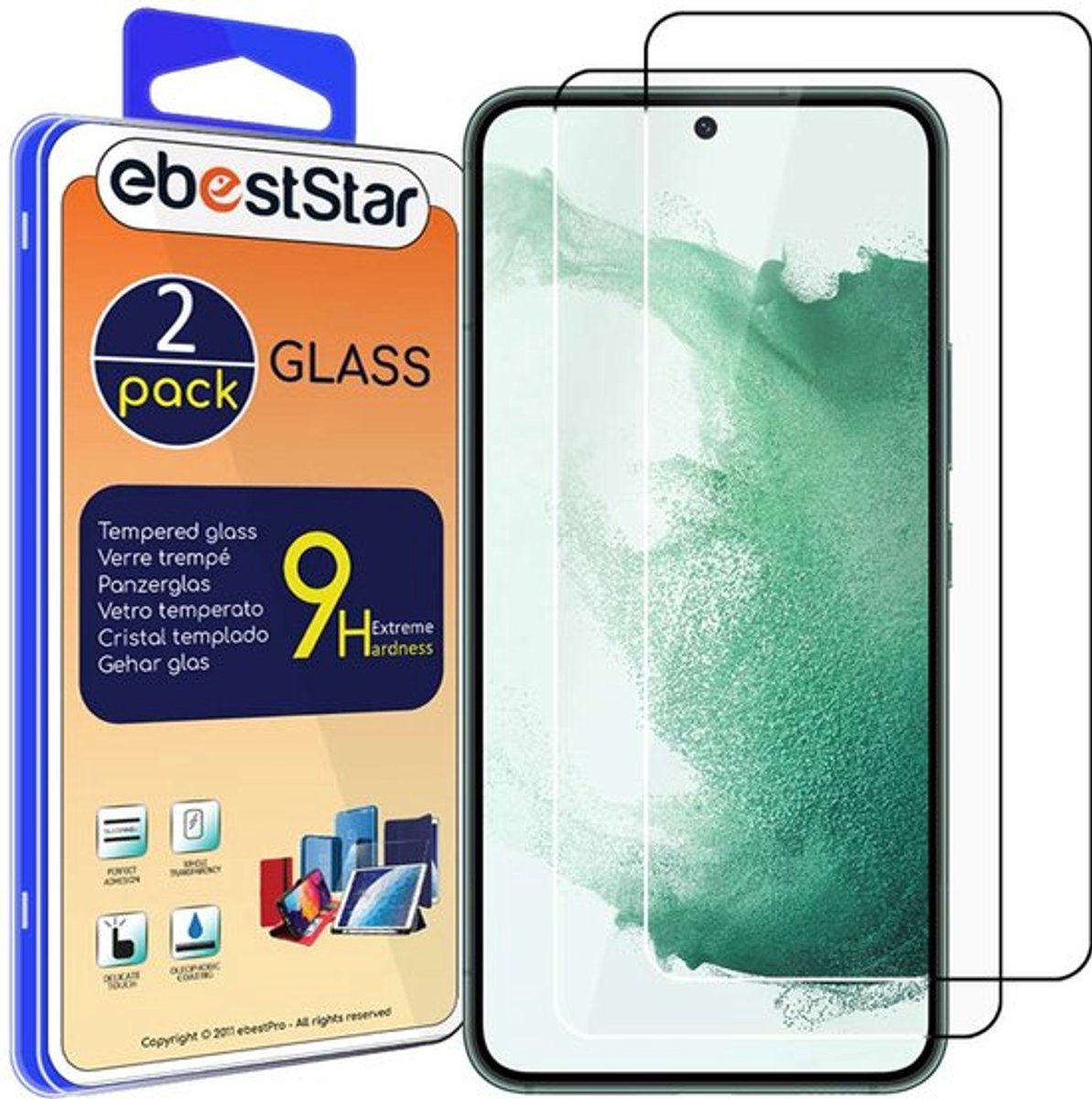 ebestStar - {2 Stuks} Gehard glas geschikt voor Samsung Galaxy S22 5G, Screen Protector Cover, Schermbeschermer Tempered Glass