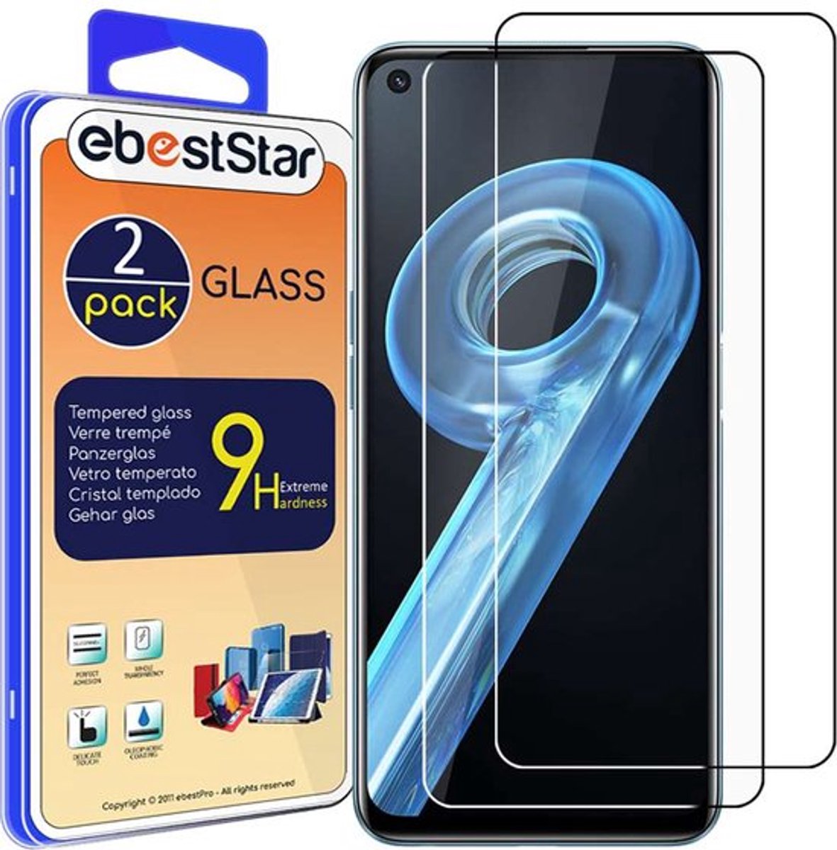 ebestStar - {2 Stuks} Gehard glas geschikt voor Realme 9i, Screen Protector Cover, Schermbeschermer Tempered Glass
