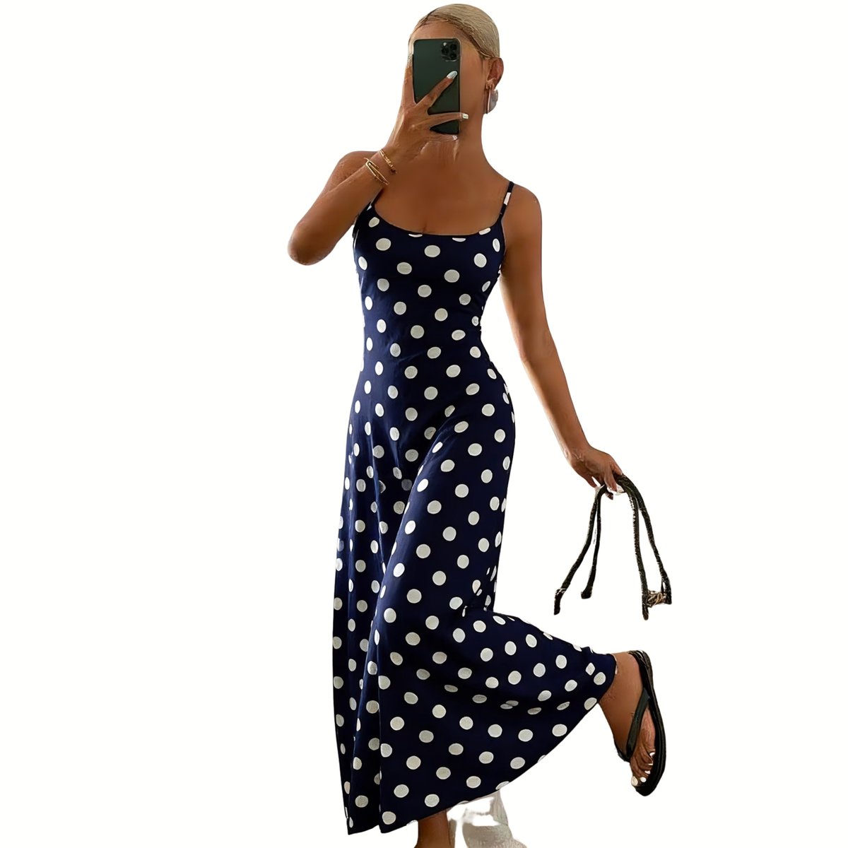 Currero Jurk Met Polkadots Stippen Zomerjurk Dames Zomerjurken Midi Jurk Volwassenen Ibiza Stijl Sundress Dress L Gemengde Kleur