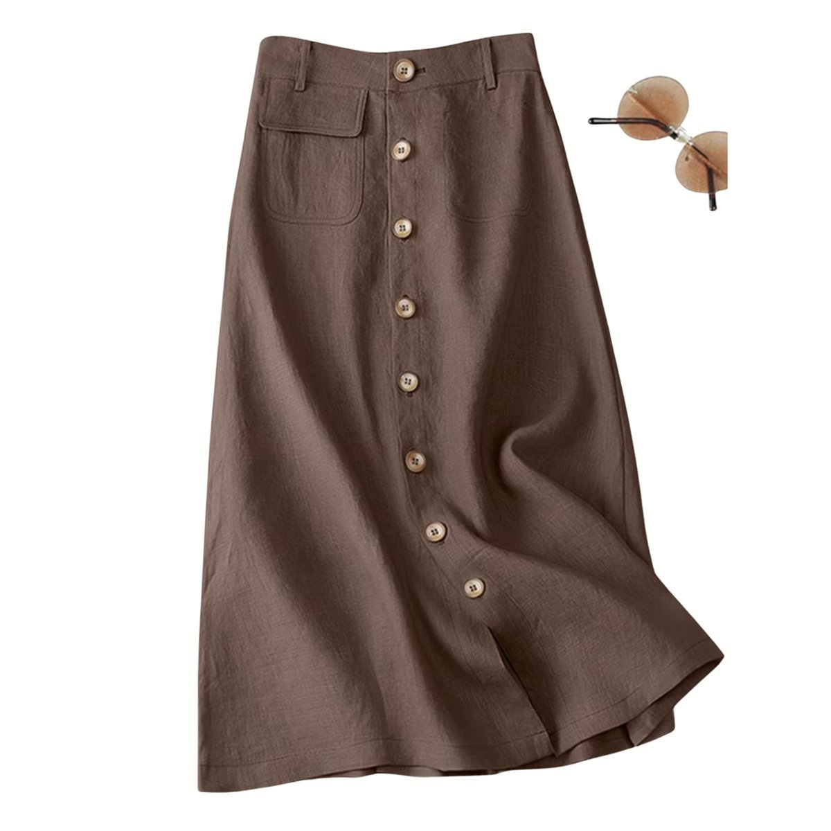 Currero Broekrok Dames Skort Skirts Skirt Rok Midi Korte Broek Culotte Wandelrok Rokje Legging 44 Bruin