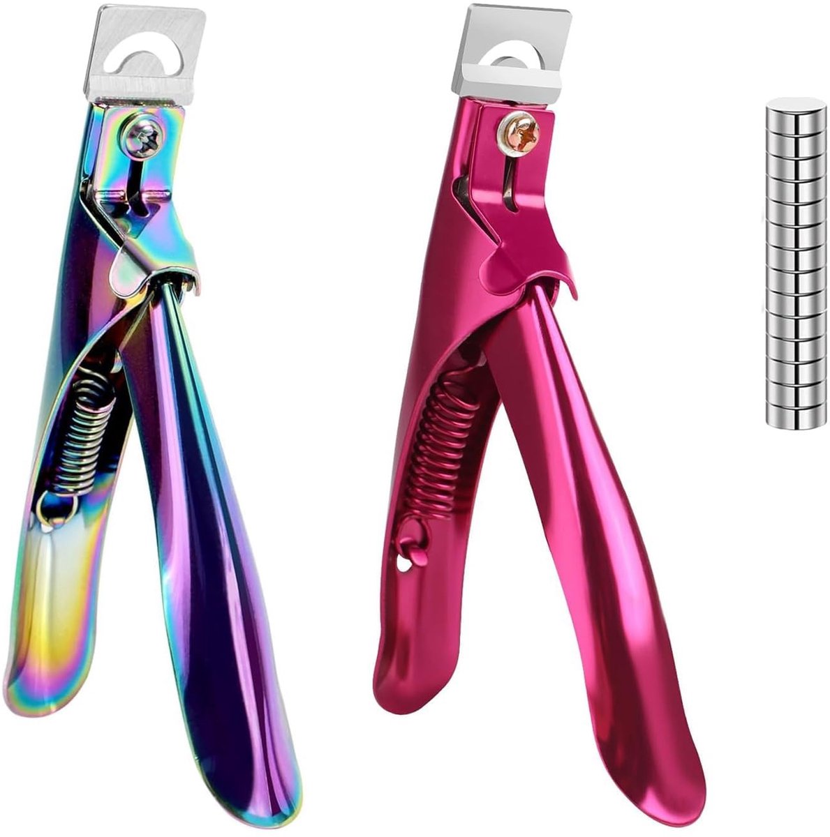 Dailygoods - 2 stuks levendige roestvrijstalen acryl nagelknipper met magneten, professionele hoge precisie nagelknipper voor nageltips, salon thuis nagelkunst