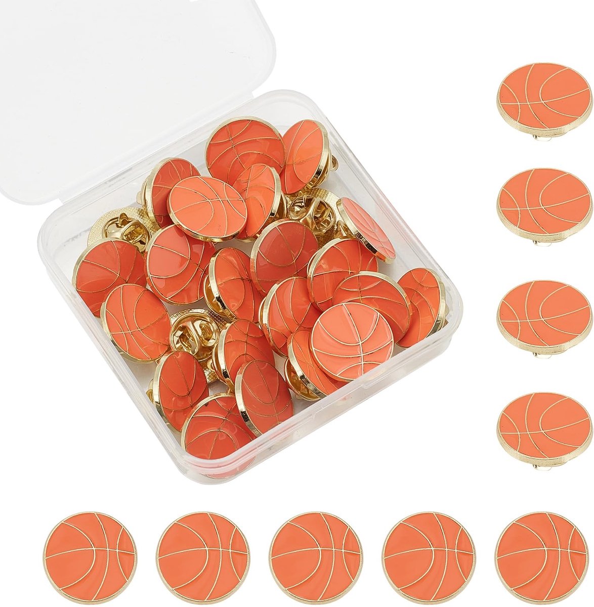 Dailygoods - 24 Stuks Sport Reversspeldjes - Basketbal Pinnen voor Kleding