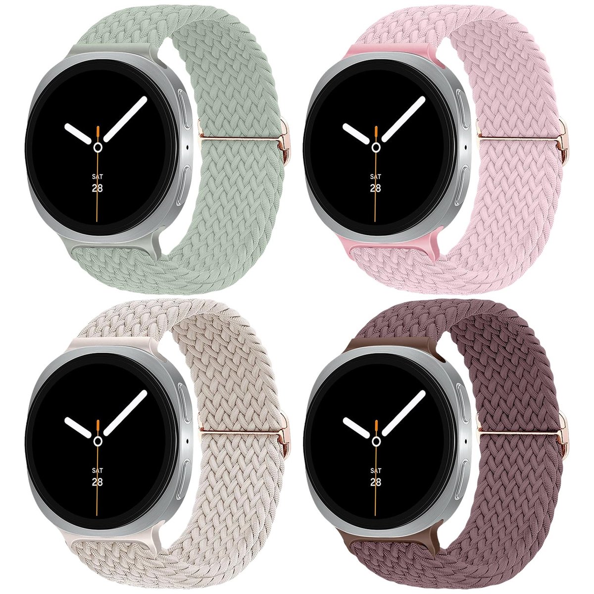 Dailygoods- Horlogebandje Nylon Gevlochten - Compatibel met Samsung Galaxy Watch 8 - 20 mm - Rekbaar - Ademend - Lichtgewicht en Comfortabel - Sportarmband