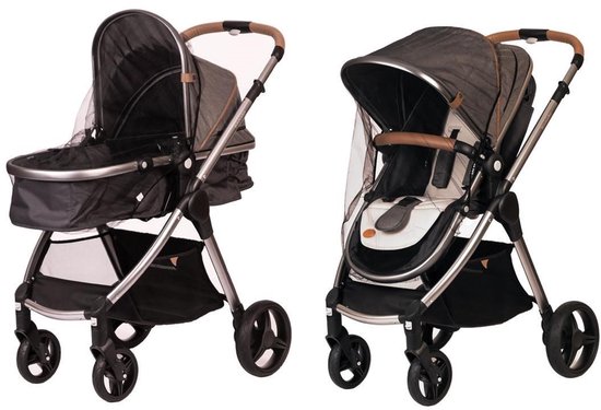 Babyono - Klamboe / Muggennet voor kinderwagen - Universeel - Zwart van Merkloos — afbeelding 2