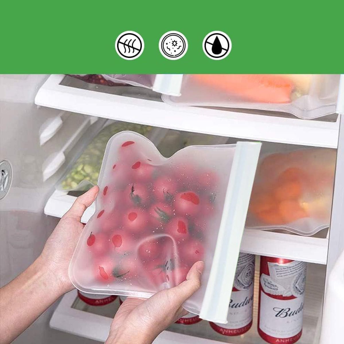 11 stuks luchtdichte siliconen herbruikbare zakjes voor fruit, groenten, vlees en sandwiches, perfect voor thuis, keuken en reizen — cadeau in Cadeau-ideeën - foto 4