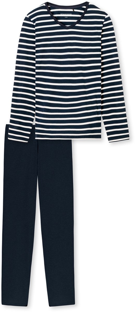 Schiesser Lange pyjama Casual Essentials - Dames Pyjamaset nachtblauw