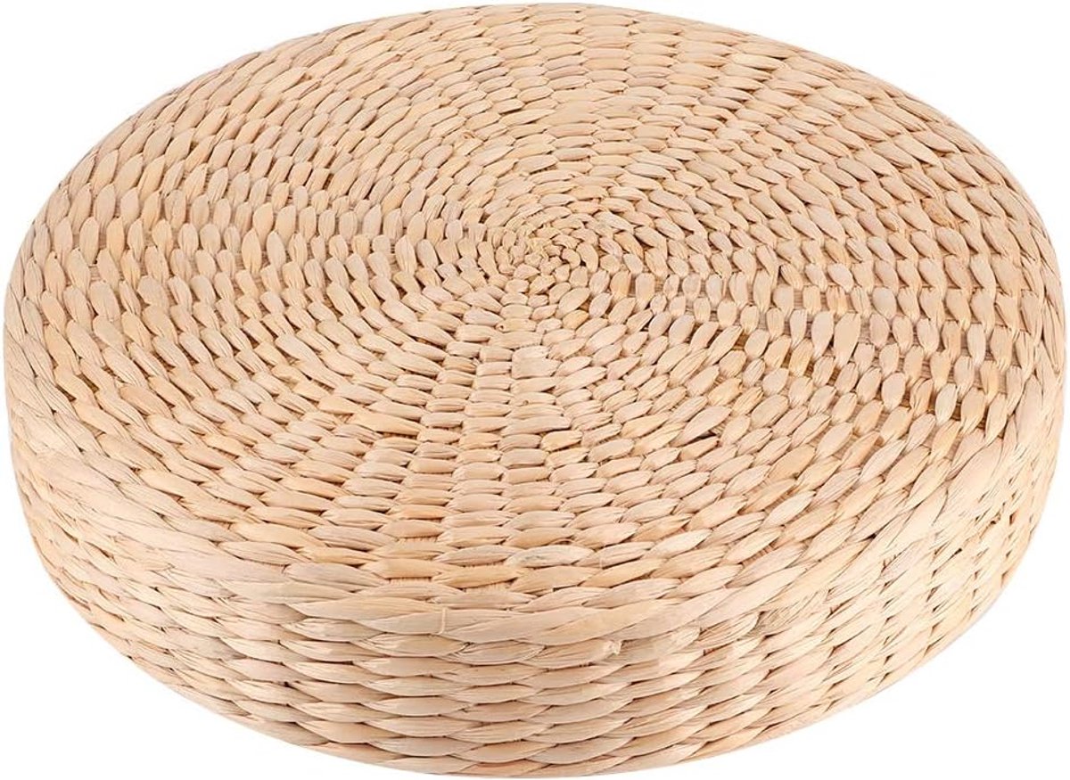 plat zitkussen, lisdodde gebreid kussen ademend handgemaakte stromat ronde poef tatami kussen verdikt vloerkussen stoel zitkussen voor zen, yoga, theeceremonie, vloerraam, tatami