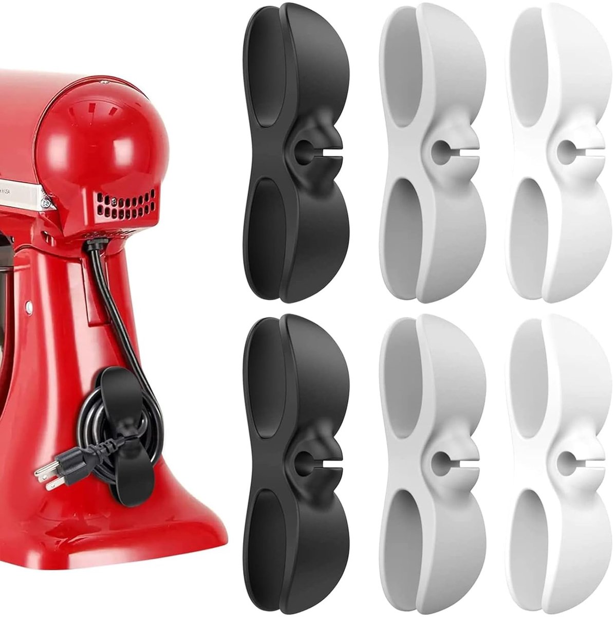 Kabelorganizer voor apparaten, 6 stuks, zelfklevende kabelclips, kabelhouder, kabelgeleiding, kabelverkorting, kabelopwikkeling voor keukenapparaten