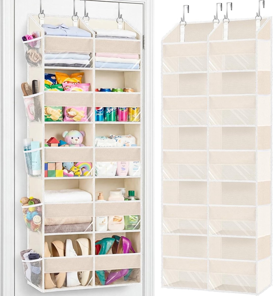 Over de deur organizer 5 niveaus, extra grote opslag achter de deur van 10 compartimenten, 50 lbs gewichtscapaciteit boven de deur opslag, deur opknoping organizer voor kast, luier organizer,