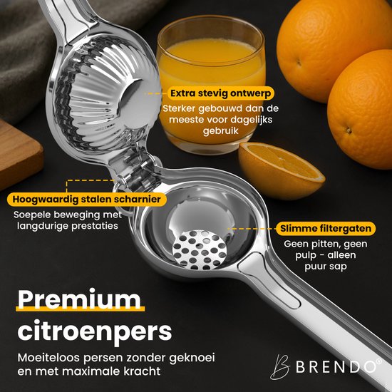 Brendo® - Citroenpers - universele maat - uitpersen tot de laatste druppel - citruspers - extreem robuust - voor meer fris en genot van Brendo — afbeelding 4