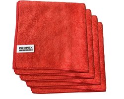 Propex Parts Microvezeldoek 40cm x 40cm - Super Absorberend - Geschikt voor Sanitair & Badkamer - Rood - 4 stuks