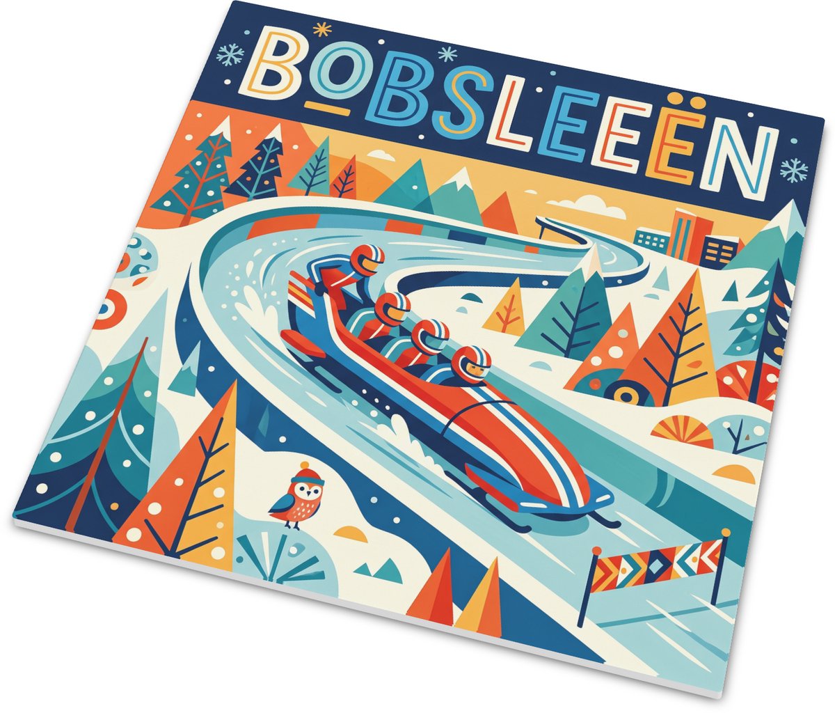 Tegeltje Bobsleeën Winter sport illustratie Cadeau voor bobslee fan