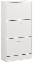 ACAZA Schoenenkast - Tot 18 Paar Schoenen - 3 Niveaus - Schoenenkast Met Klepdeur - 60 x 24 x 116 cm - Wit