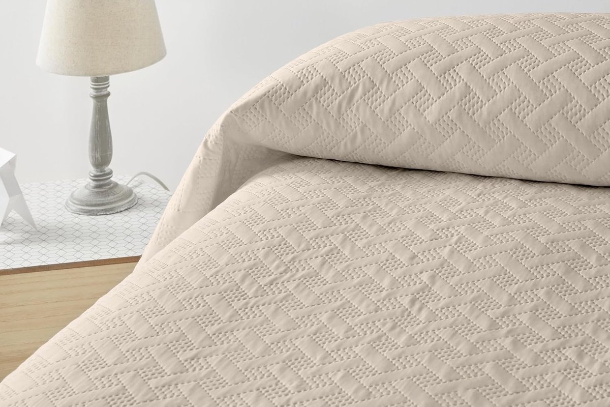 home Glad - sprei voor bed 150 cm - sprei Bouti bed - lente en zomer - 250 x 260 cm - beige