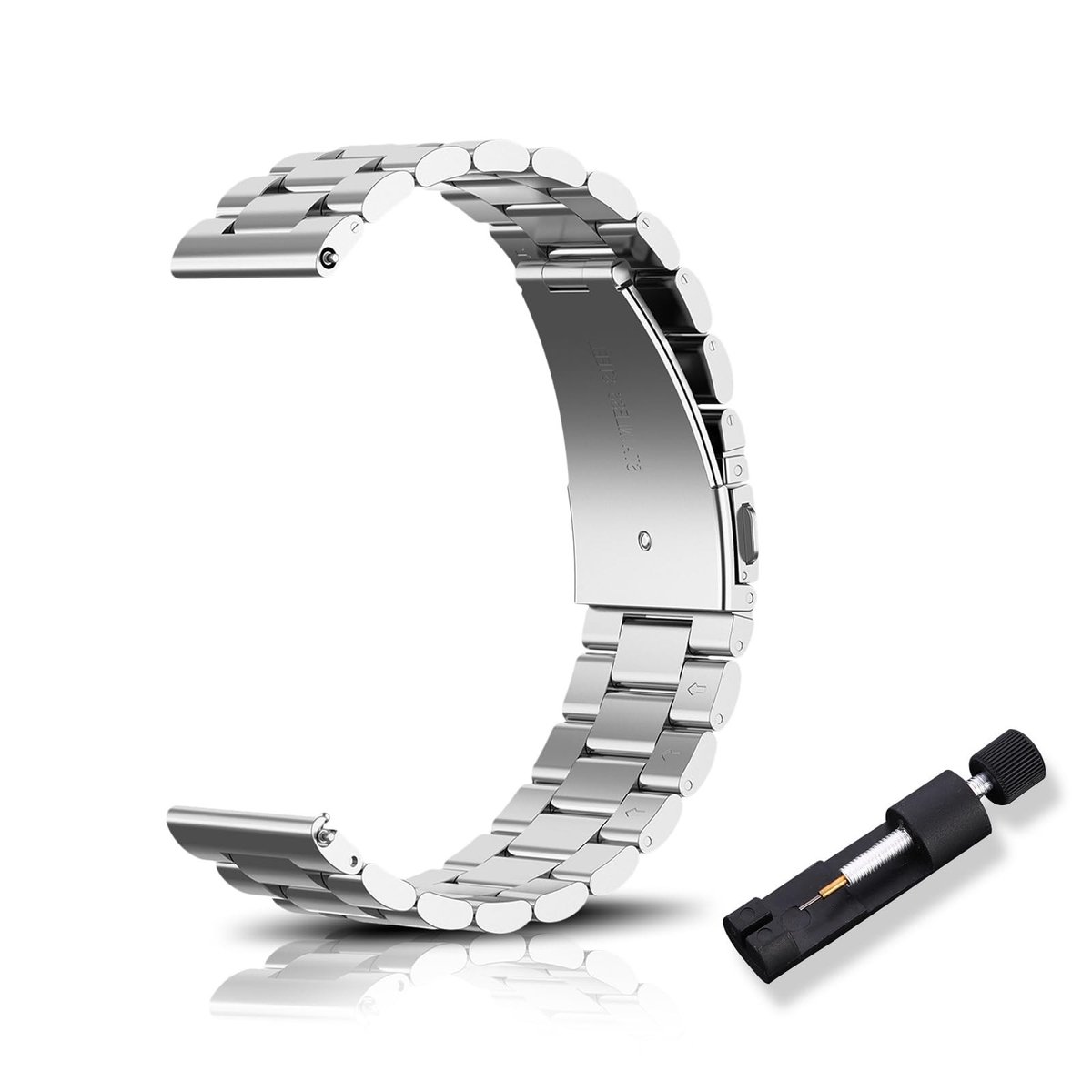 Dailygoods- Reservearmband Roestvrij staal - Snelsluiting - Horlogeband 16mm/18mm/20mm/22mm - Geschikt voor dames/heren - Gepolijst design