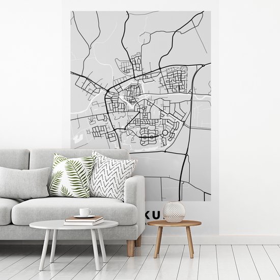 Papier peint - Papiers Papier peint photo Plan de la ville - Dokkum - Grijs - Wit - Largeur 195 cm x hauteur 300 cm