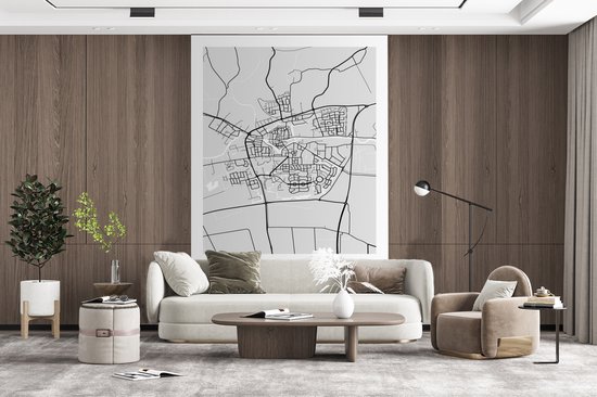 Papier peint - Papiers Papier peint photo Plan de la ville - Dokkum - Grijs - Wit - Largeur 195 cm x hauteur 300 cm