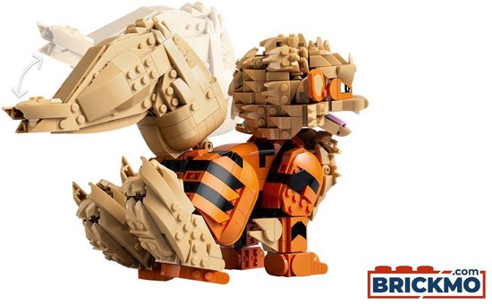 LEGO Arcanine figuur, zittend, met een bewegende staart.