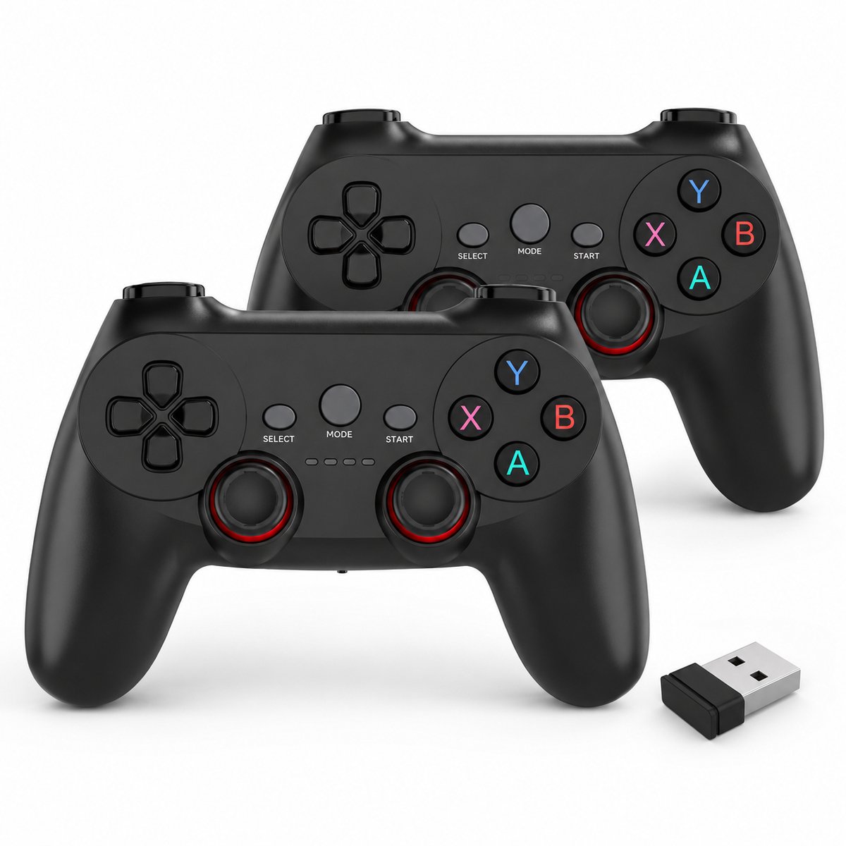 Gloovon® Draadloze Controller Set van 2 - 2.4G USB Gamepad - Plug & Play voor PC en Android TV - Ergonomisch Design - Zwart